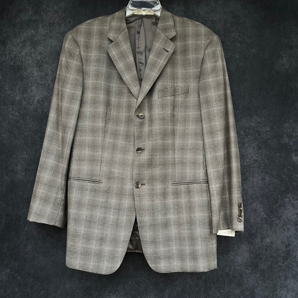 NWT Joseph Abboud 40R Blazer American Soft Austin Houndstooth Silk Cashmere USA